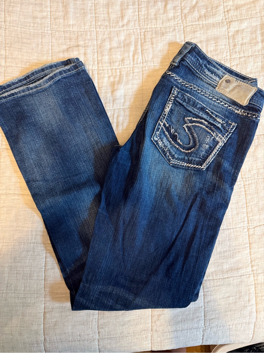 Silver Jeans Co Women’s W27 L31 Distressed Skinny Jeans Medium Wash